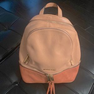Michael Kors peach two tone leather medium backpack